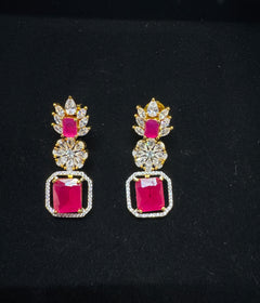 Gold Ruby Diamond earring