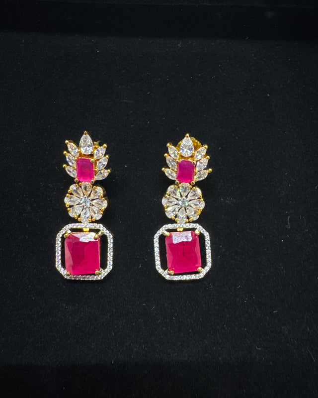 Gold Ruby Diamond earring