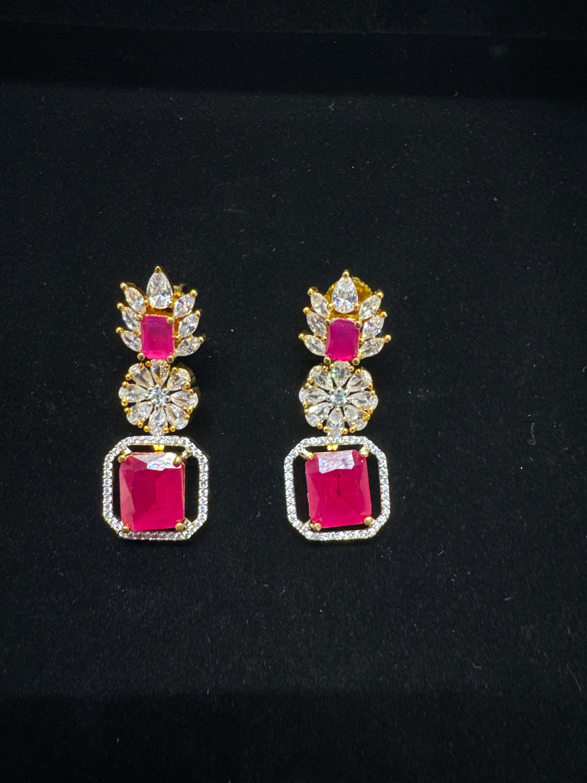 Gold Ruby Diamond earring