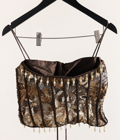Brown Crop Top Sphagetti Top Indo Western