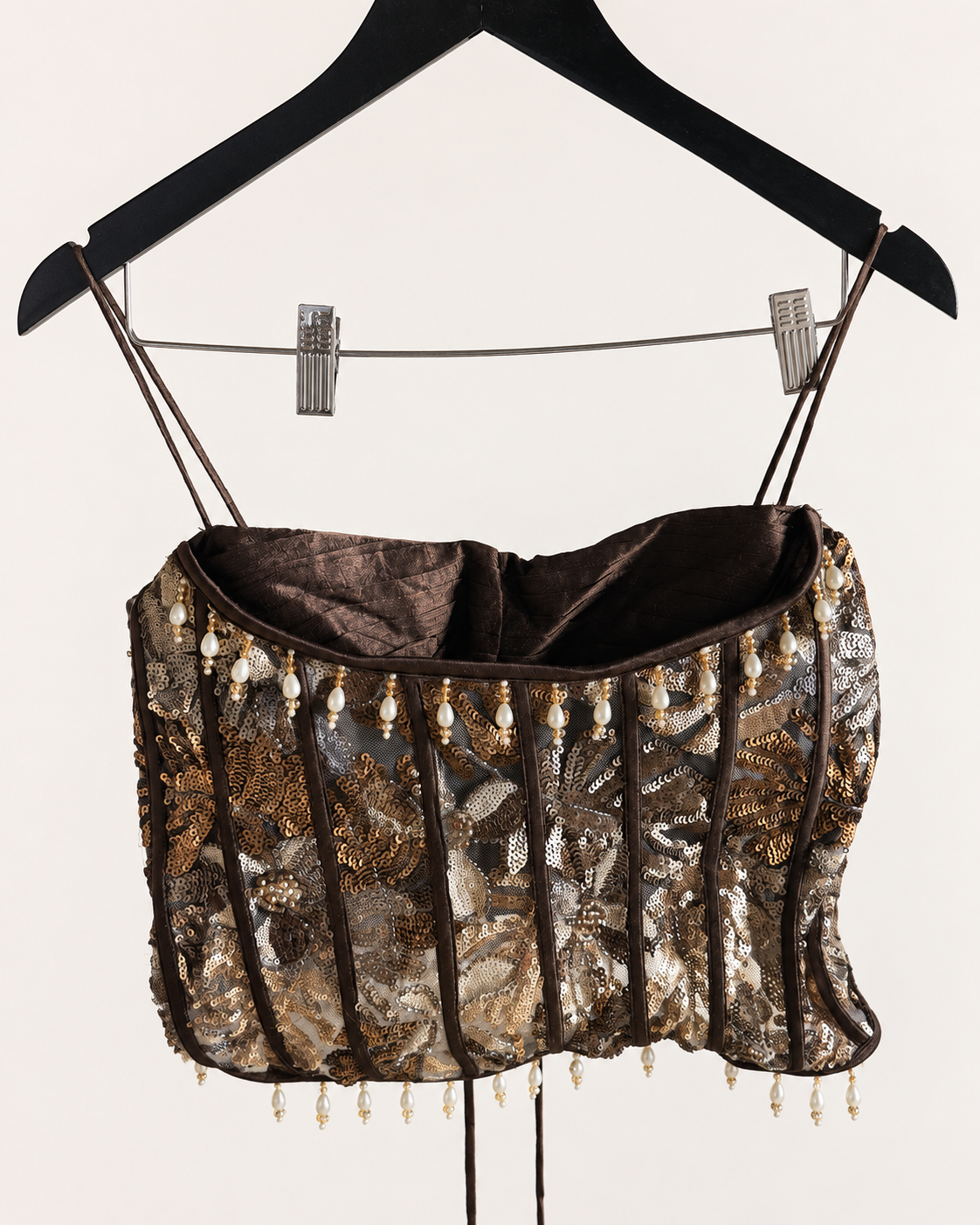 Brown Crop Top Sphagetti Top Indo Western