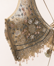 Heavy Golden Crop Top with Soft Pre-Stiched Saree