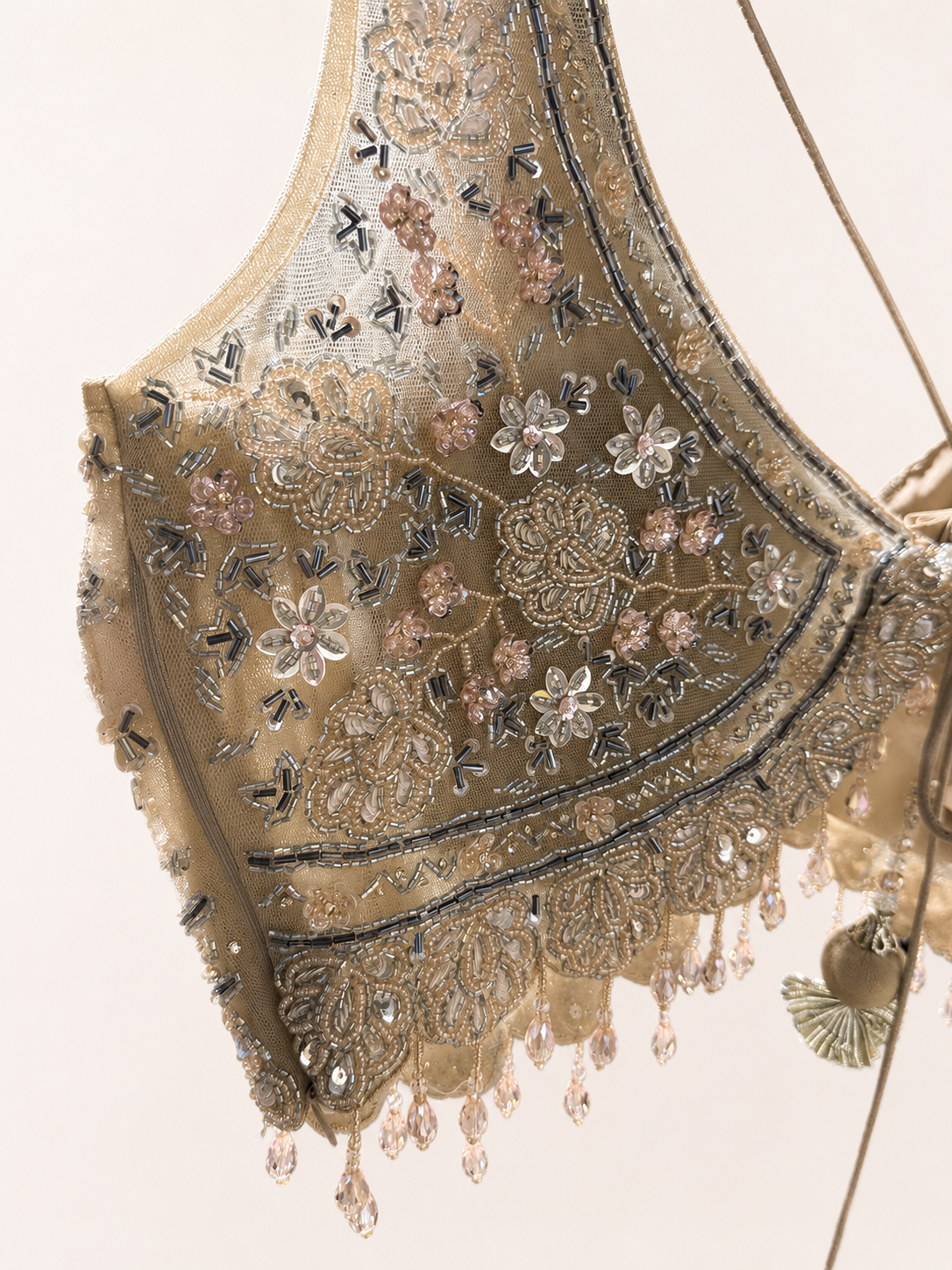 Heavy Golden Crop Top with Soft Pre-Stiched Saree