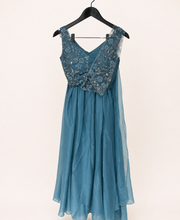 All Blue Sober with attached Top Sequence Dupatta Dress