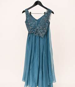 All Blue Sober with attached Top Sequence Dupatta Dress