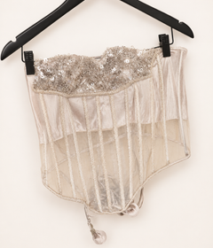 Tube Top Champagne Pink Corset Pre-Stiched Saree