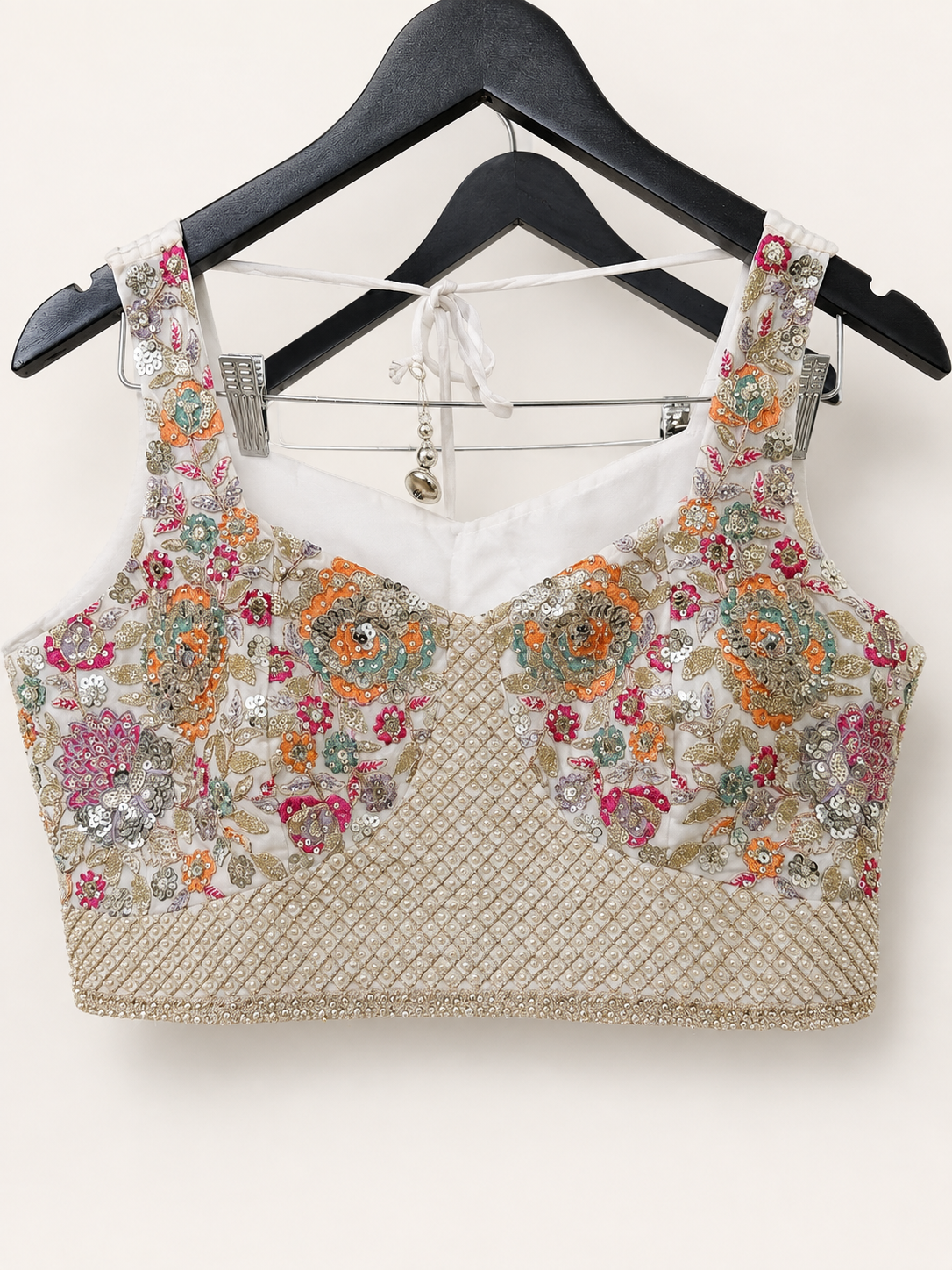 White and Purple Crop Top Floral Palazzo Set with Gold Embroidery and Pink Cape As Dupatta