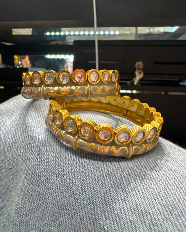 Grey polki designer bracelet