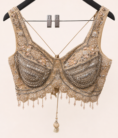 Heavy Golden Crop Top with Soft Pre-Stiched Saree