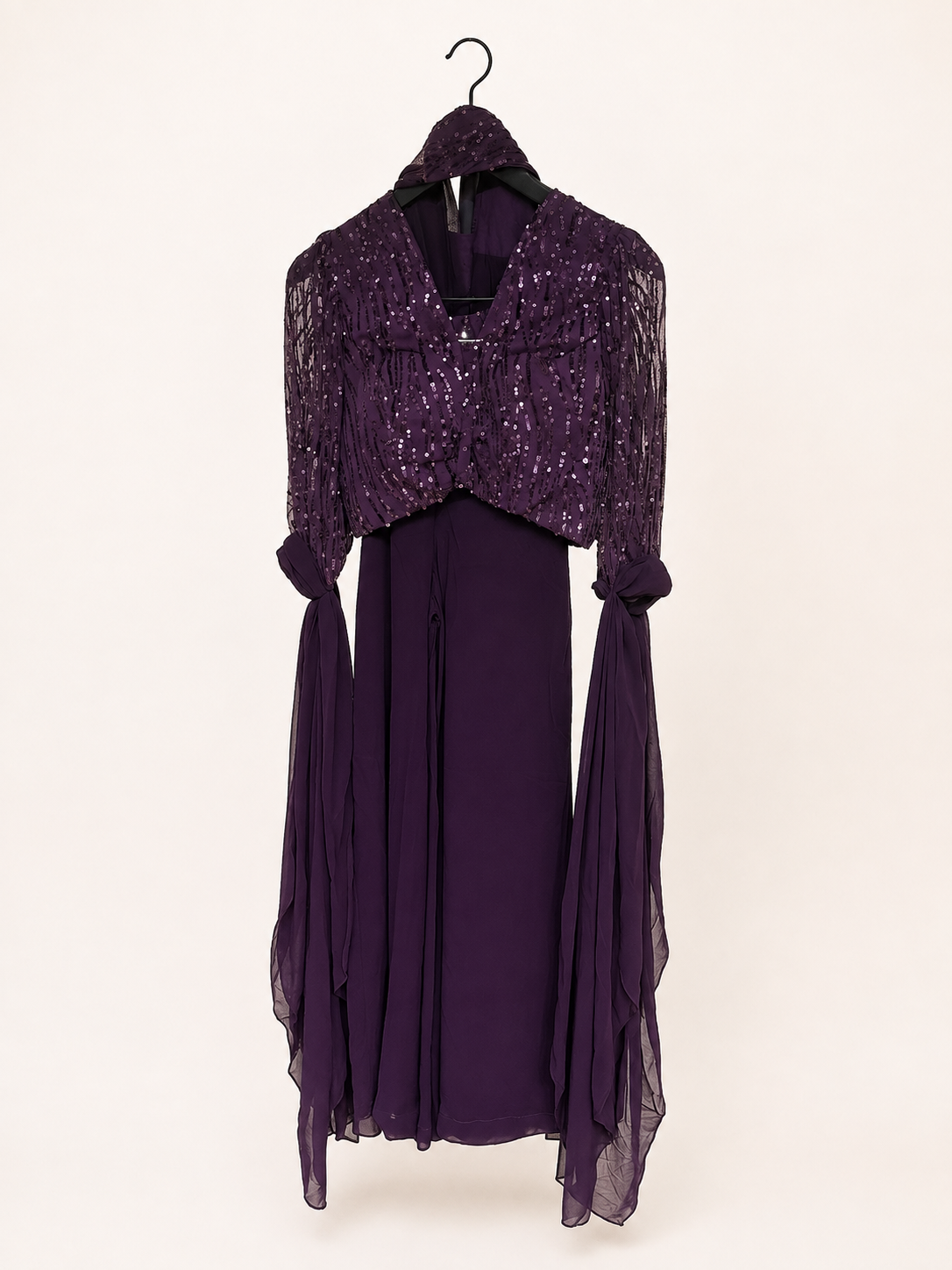 Long Sleeve Sequence Flowy Indo Western Palazzo Set