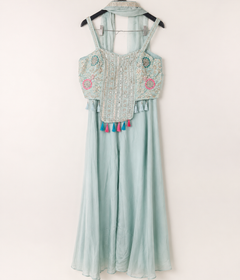 Blue Tassle Top Palazzo Set