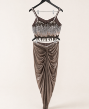 Shiny Brown Co-Ord Set with Jacket as Dupatta