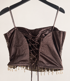 Brown Crop Top Sphagetti Top Indo Western