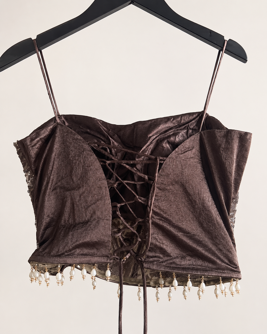 Brown Crop Top Sphagetti Top Indo Western