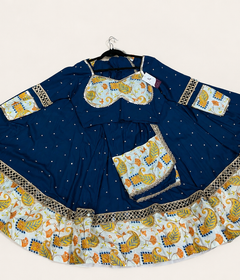 Blue and White Floral Riniya Lehenga Set