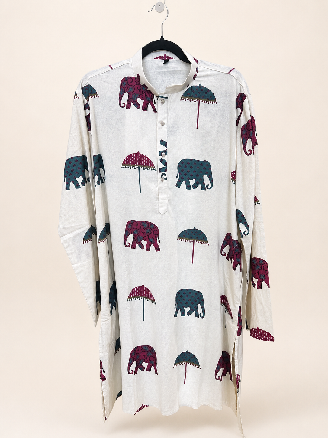 Men’s Khadi Cotton Kurta Pink and White