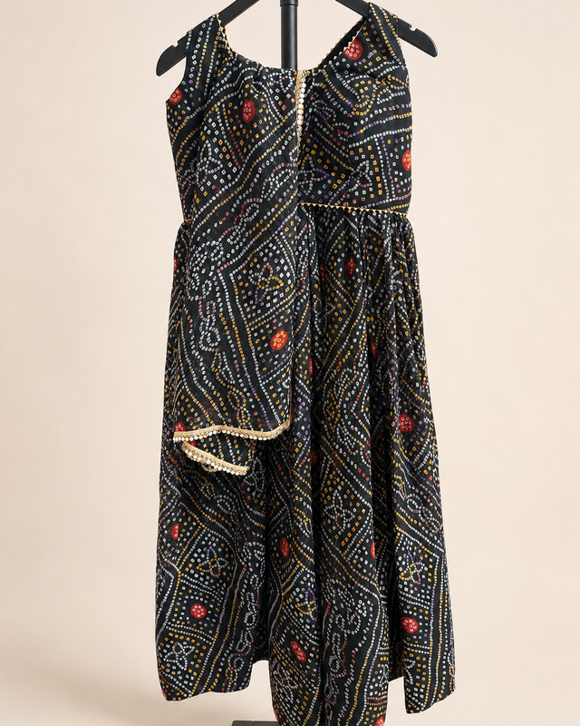 Black bhadni Garba Lehenga Set