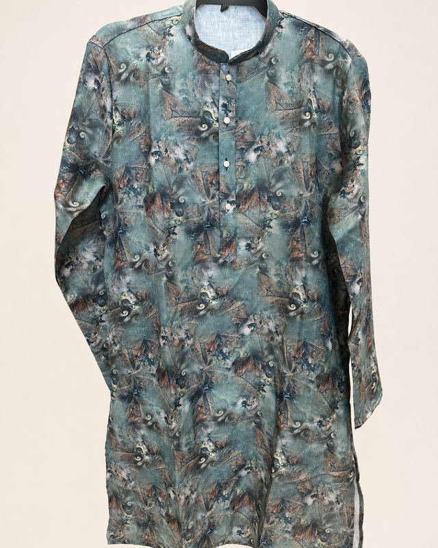 Royal dark Hidden Leaf Men’s Kurta Cotton Colorful