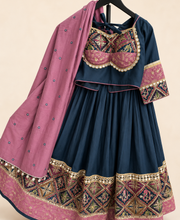 Black and Pink Garba Lehenga Set with Pink Dupatta