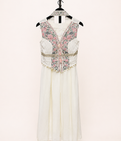 Ivory White Embellished Vest Palazzo Set