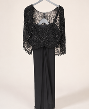 Black Embellished Cape Sleeve Palazzo Set
