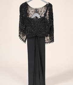 Black Embellished Cape Sleeve Palazzo Set