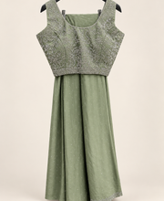 Green Stone Sequence shiny Palazzo Set