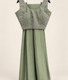 Green Stone Sequence shiny Palazzo Set