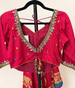 Bright Red Traditional Garba Lehenga Set