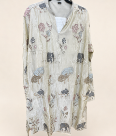 Floral and Hathi Tissue Silk Mens Kurta With Lining and Pant