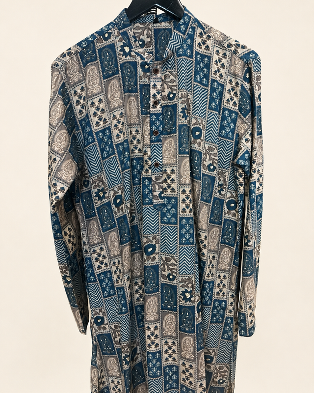 Blue Traditional Riniya Deluxe Kurta