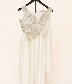 All White Sober with attached Top Sequence Dupatta Dress