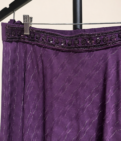 Purple Striped Gown Soft Material Choker Dupatta