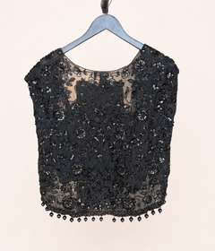 Black Embellished Cape Sleeve Palazzo Set