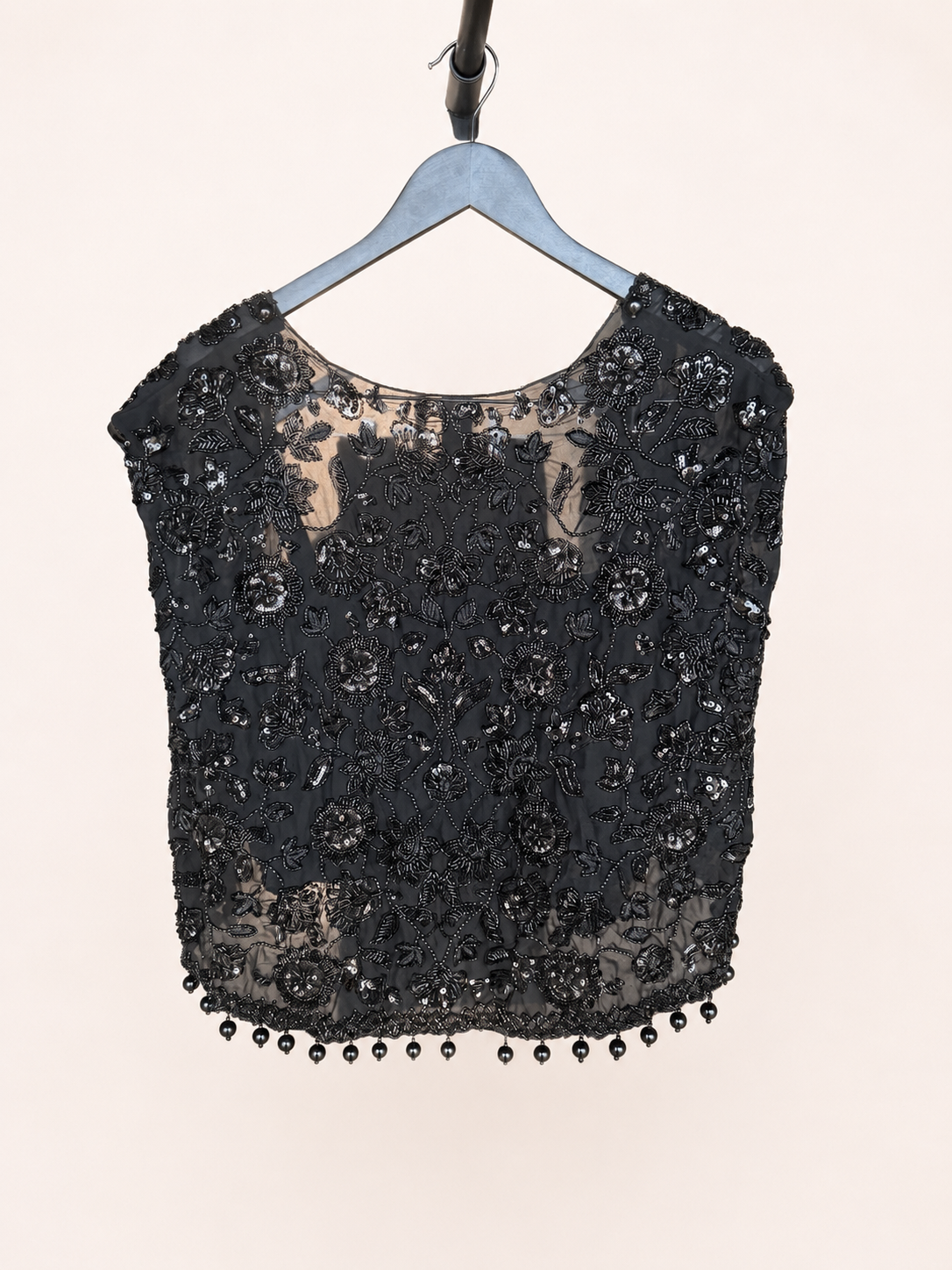 Black Embellished Cape Sleeve Palazzo Set