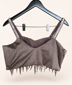 Shiny Brown Co-Ord Set with Jacket as Dupatta