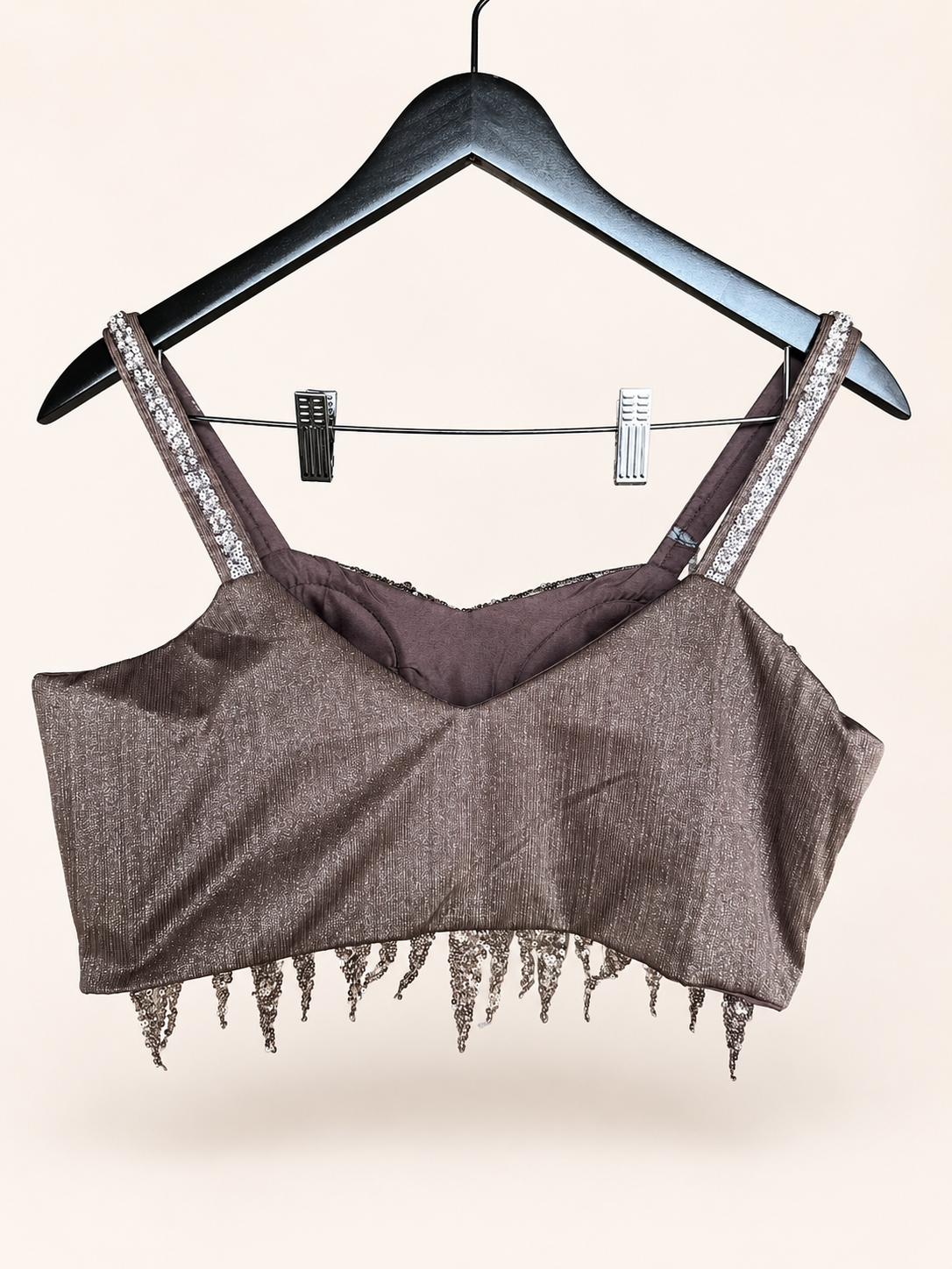 Shiny Brown Co-Ord Set with Jacket as Dupatta