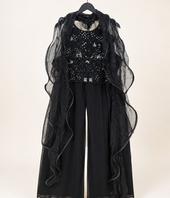 Black beaded dangles palazzo pant