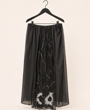 Black Floral Stone Sequence Sleeveless Top Attached Dupatta