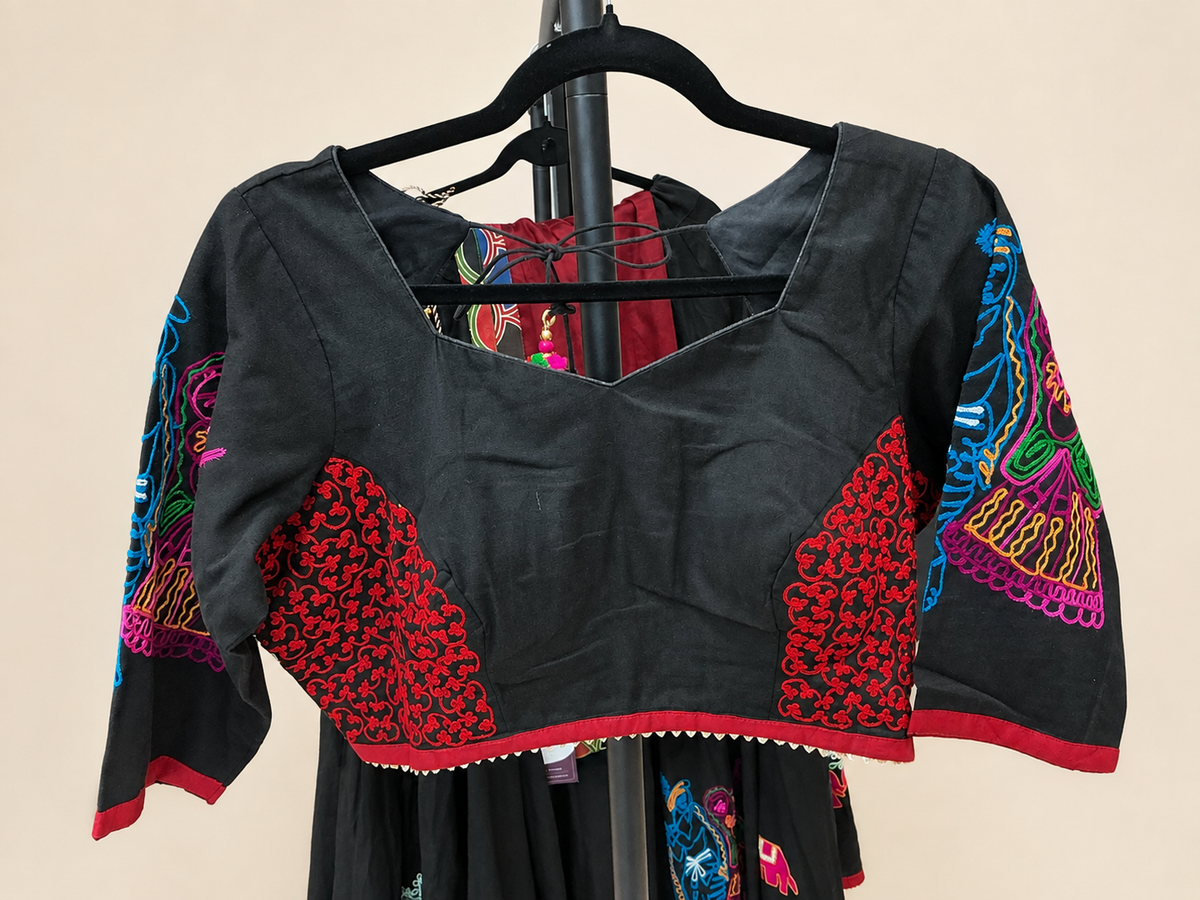 Black Lehenga with Maroon Dupatta