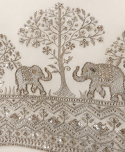 Mens V Nevk White Soft Material Kurta with Gold Elephant Embroidery