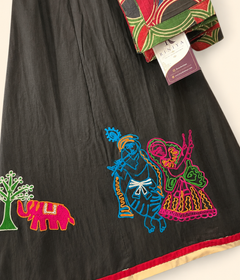 Black Lehenga with Maroon Dupatta