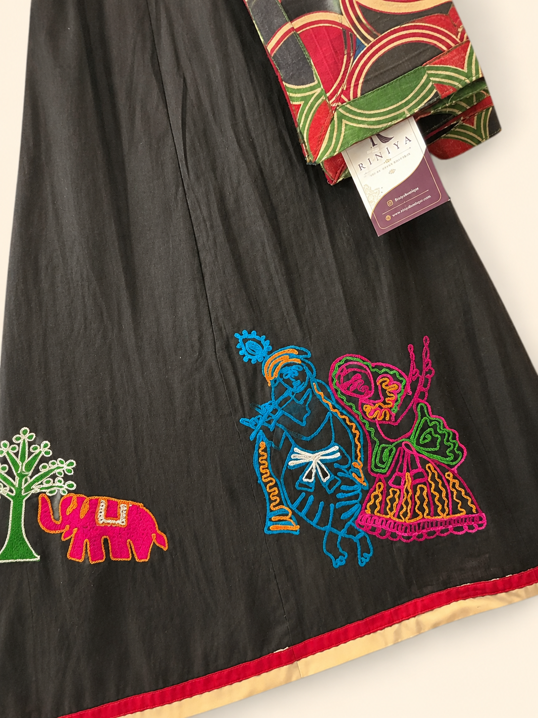 Black Lehenga with Maroon Dupatta