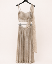 Heavy Rose Gold Champagne Delhi Designer Dress Pre-Stiched stitched sari