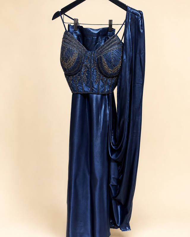 Blue Royale Deluxe Pre-Stiched Saree