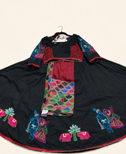 Black Lehenga with Maroon Dupatta