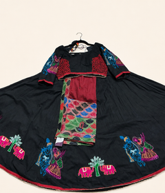 Black Lehenga with Maroon Dupatta