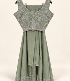 Green Stone Sequence shiny Palazzo Set