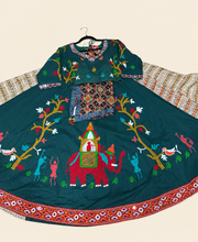 Green Garba Lehenga Set Folk Style