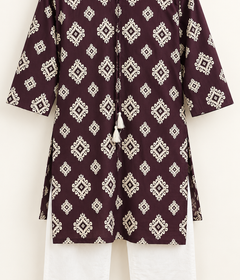 Bandhani Diamond Print Kurta Palazzo Set in Purple
